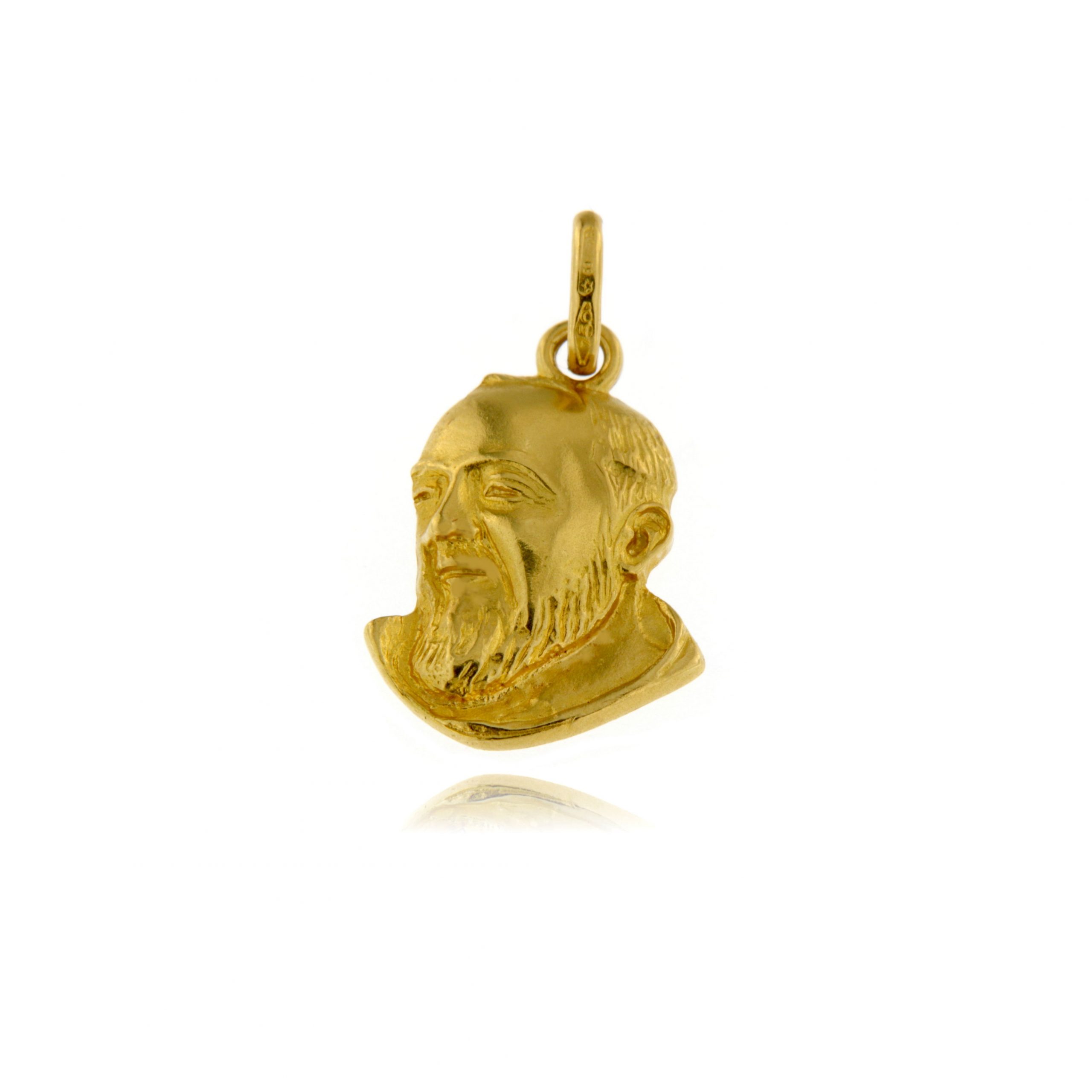Ciondolo Padre Pio in Oro Giallo 18K